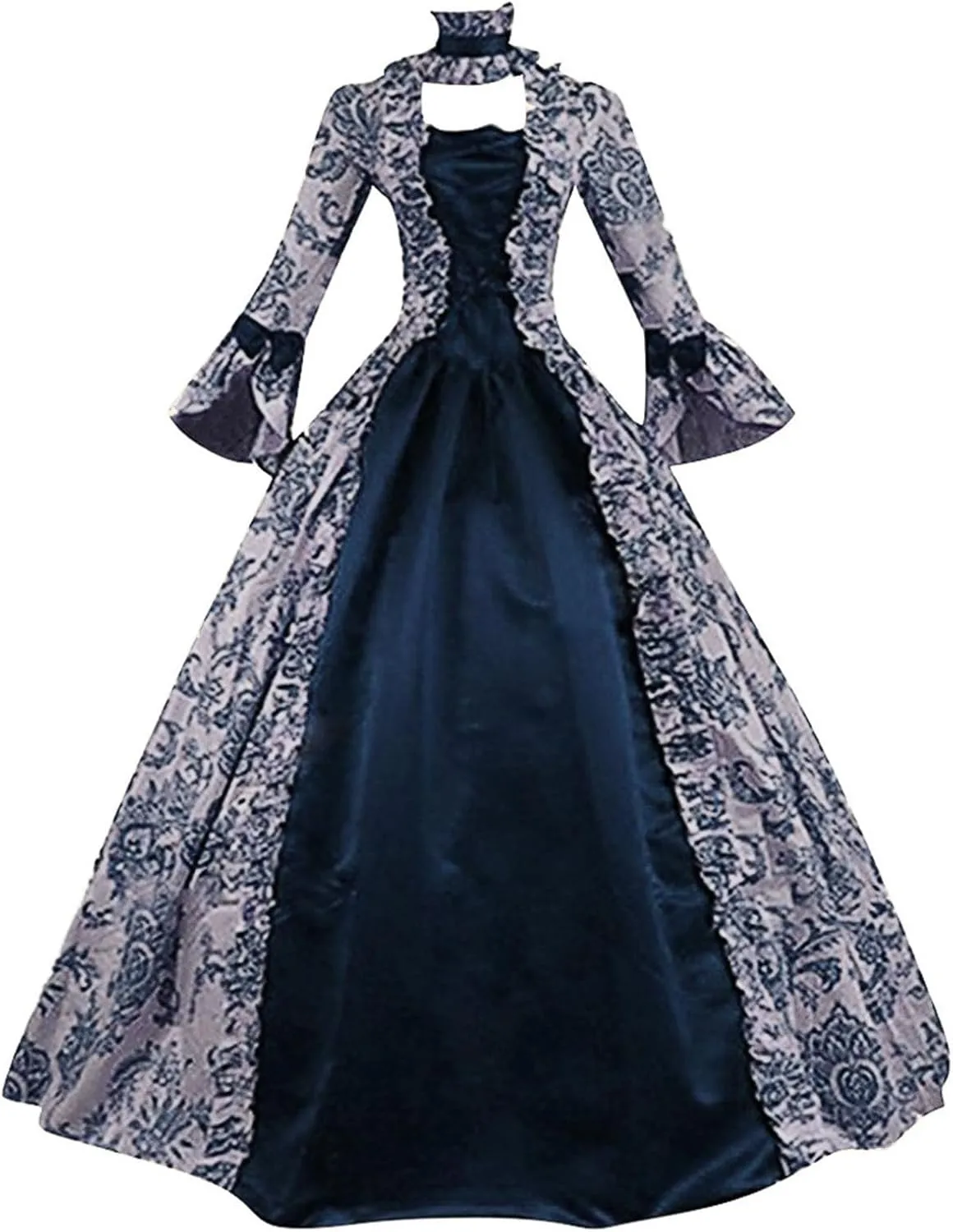 SEAOPEN Victorian Dress for Women 1800s Medieval Renaissance Dress Flare Sleeve Vintage Dress Cocktail Party Ball Gown