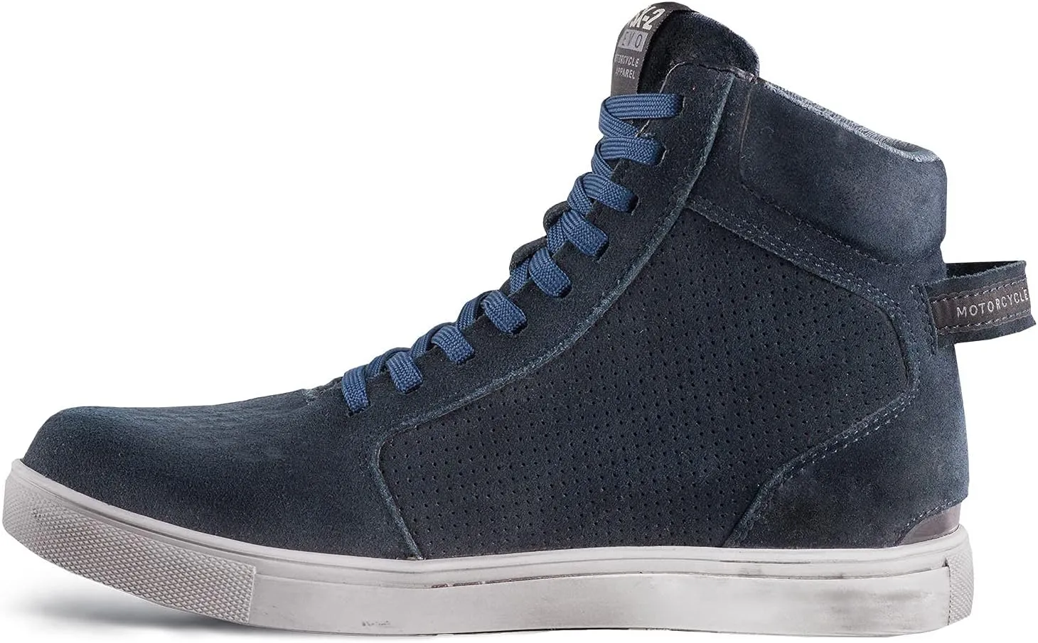 SHIMA SX-2 EVO Men's Motorcycle Shoes/Boots: Reinforced Leather, 4 Colors, TPU & ArmorPlus Ankle Safety, Breathable Suede & 3D Mesh, Anti-Slip Sole (Blue, 12)