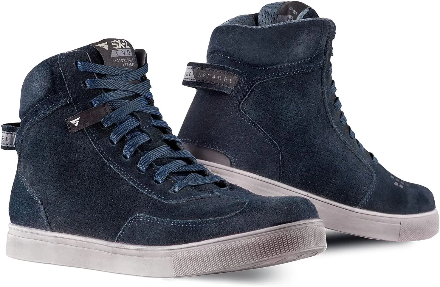 SHIMA SX-2 EVO Men's Motorcycle Shoes/Boots: Reinforced Leather, 4 Colors, TPU & ArmorPlus Ankle Safety, Breathable Suede & 3D Mesh, Anti-Slip Sole (Blue, 12)