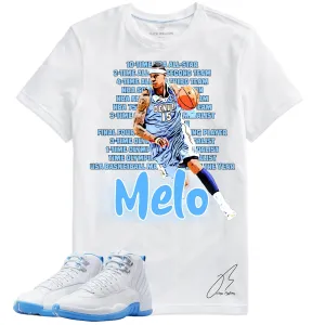 Shirt To Match Jordan 12 MELO/University Blue, 23 Sneaker Graphic Tee, Best Gift, Birthday, Mens Clothing (XXXL, White)