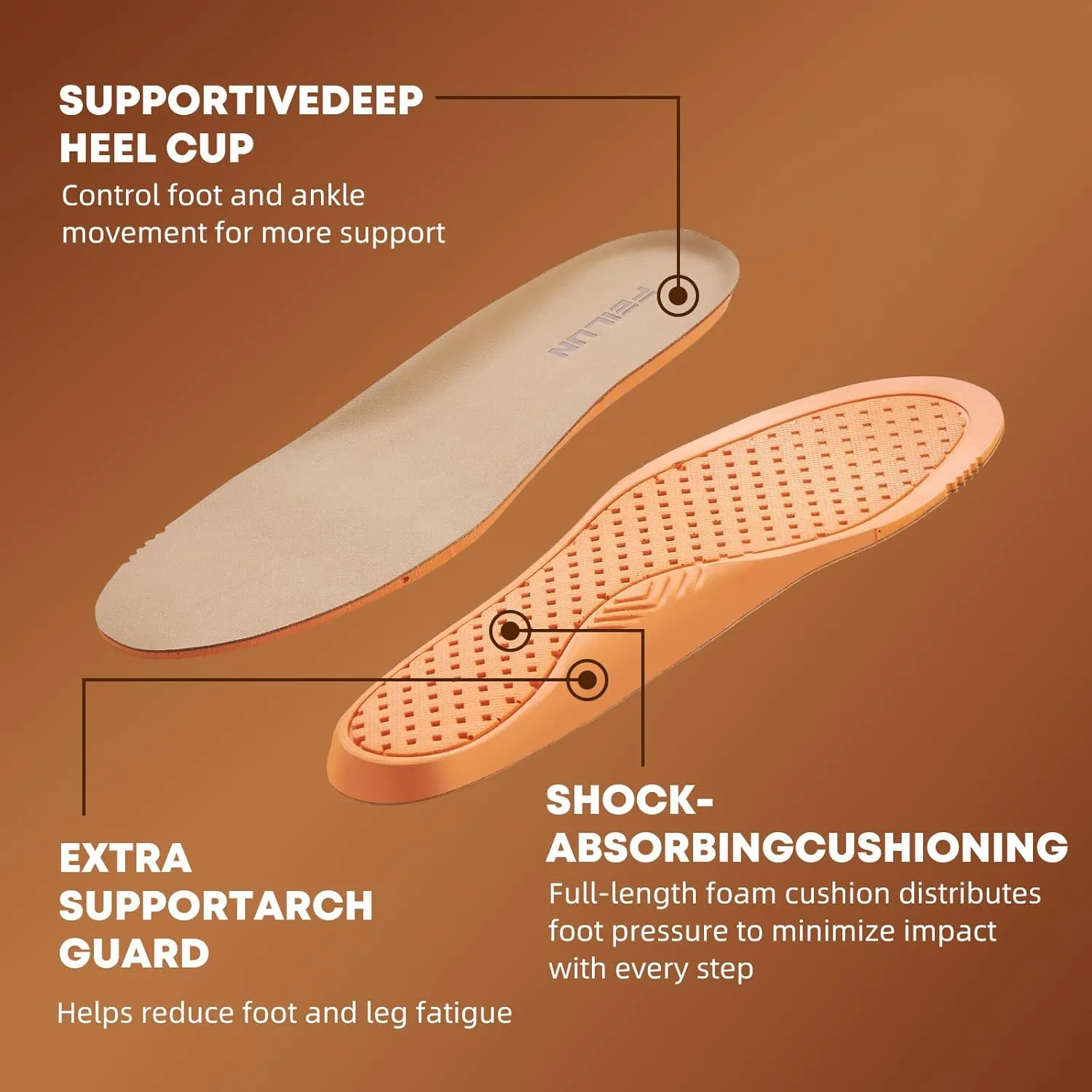 Shoe Inserts for Men and Womem Sport Shoe Insoles Memory Foam Insoles Excellent Shock Absorption and Cushioning for Feet Relief, Comfortable Insoles for All Day Energy in Running, Walking, and Work