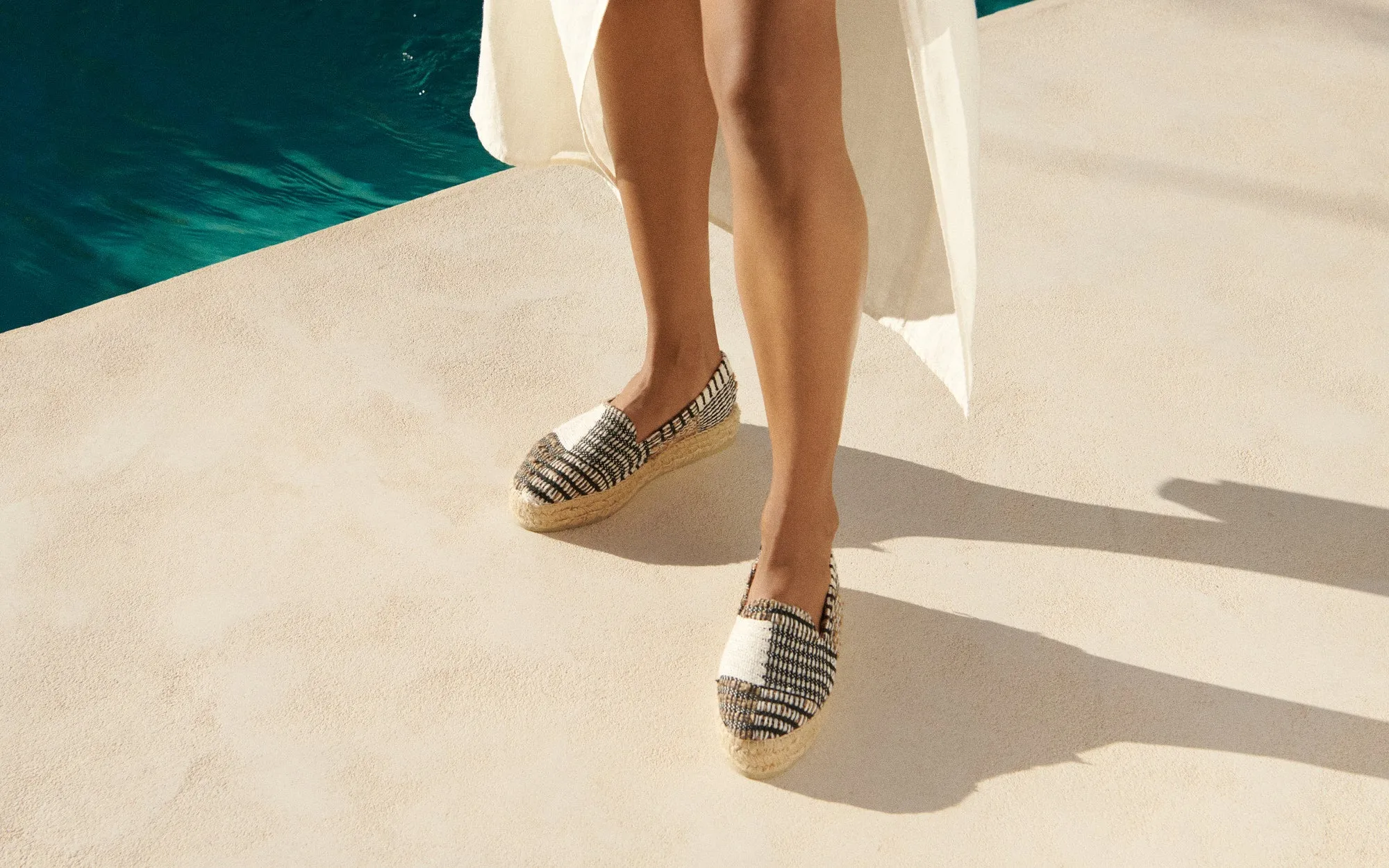 Silk And Cotton Patchwork Double Sole Espadrilles - G60D0 - Yucatán White Natural And Black