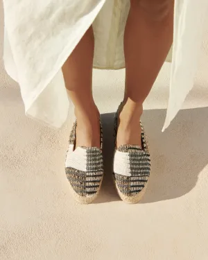 Silk And Cotton Patchwork Double Sole Espadrilles - G60D0 - Yucatán White Natural And Black