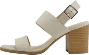 Soda SPACE Women Chunky Mid Height Block Heel Two Straps Open Toe Ankle Strap Buckle Fashion Sandals