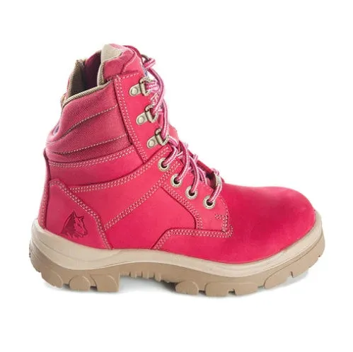 Steel Blue Women's Southern Cross Zip Ladies Steel Toe Nitrile Outsole Safety Boot - Pink