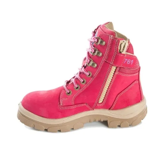 Steel Blue Women's Southern Cross Zip Ladies Steel Toe Nitrile Outsole Safety Boot - Pink