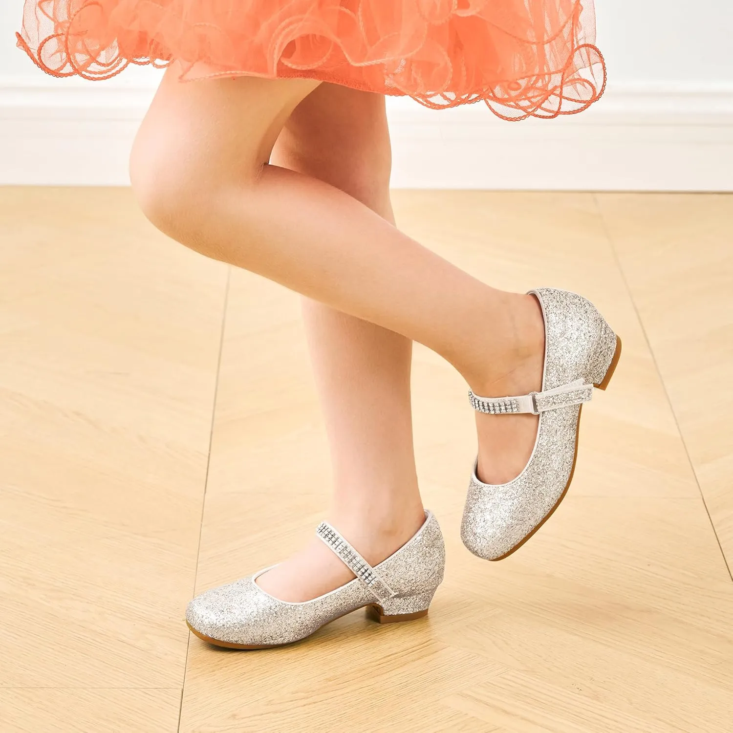 Stelle Girls Dress Shoes Toddler White Flower Girl Low Heels Mary Jane Flat for School Uniform Wedding(Little/Big Kid)
