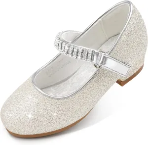 Stelle Girls Dress Shoes Toddler White Flower Girl Low Heels Mary Jane Flat for School Uniform Wedding(Little/Big Kid)