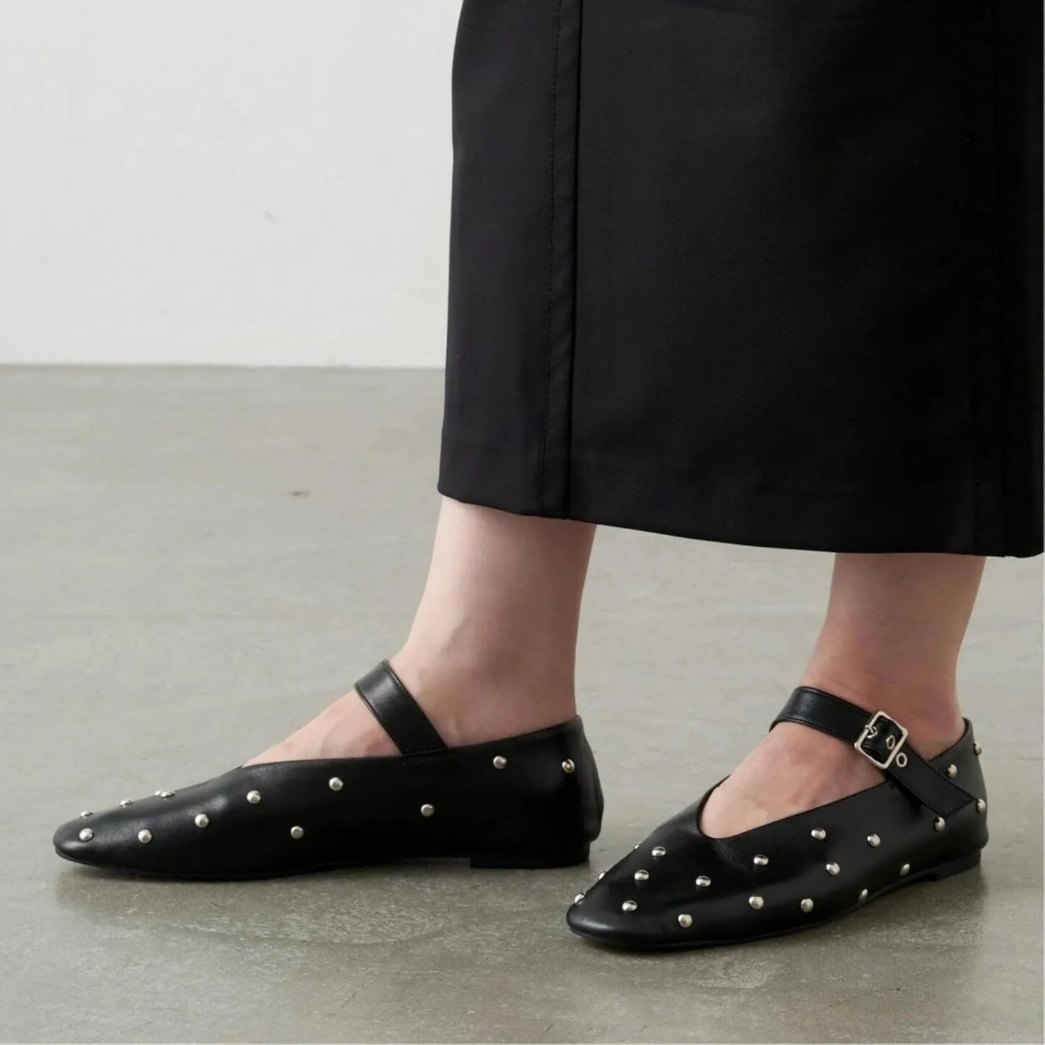 Stylish Mary Jane Studded Flats for Women Comfortable Ballet Buckled Ballerina Shoes for Work, Office, Party, or Daily Shoes