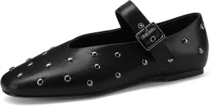 Stylish Mary Jane Studded Flats for Women Comfortable Ballet Buckled Ballerina Shoes for Work, Office, Party, or Daily Shoes