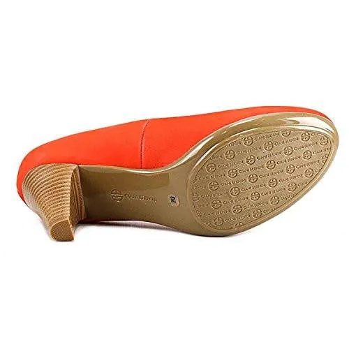 Sweets Round Toe Leather Classic Pumps Coral Size 85