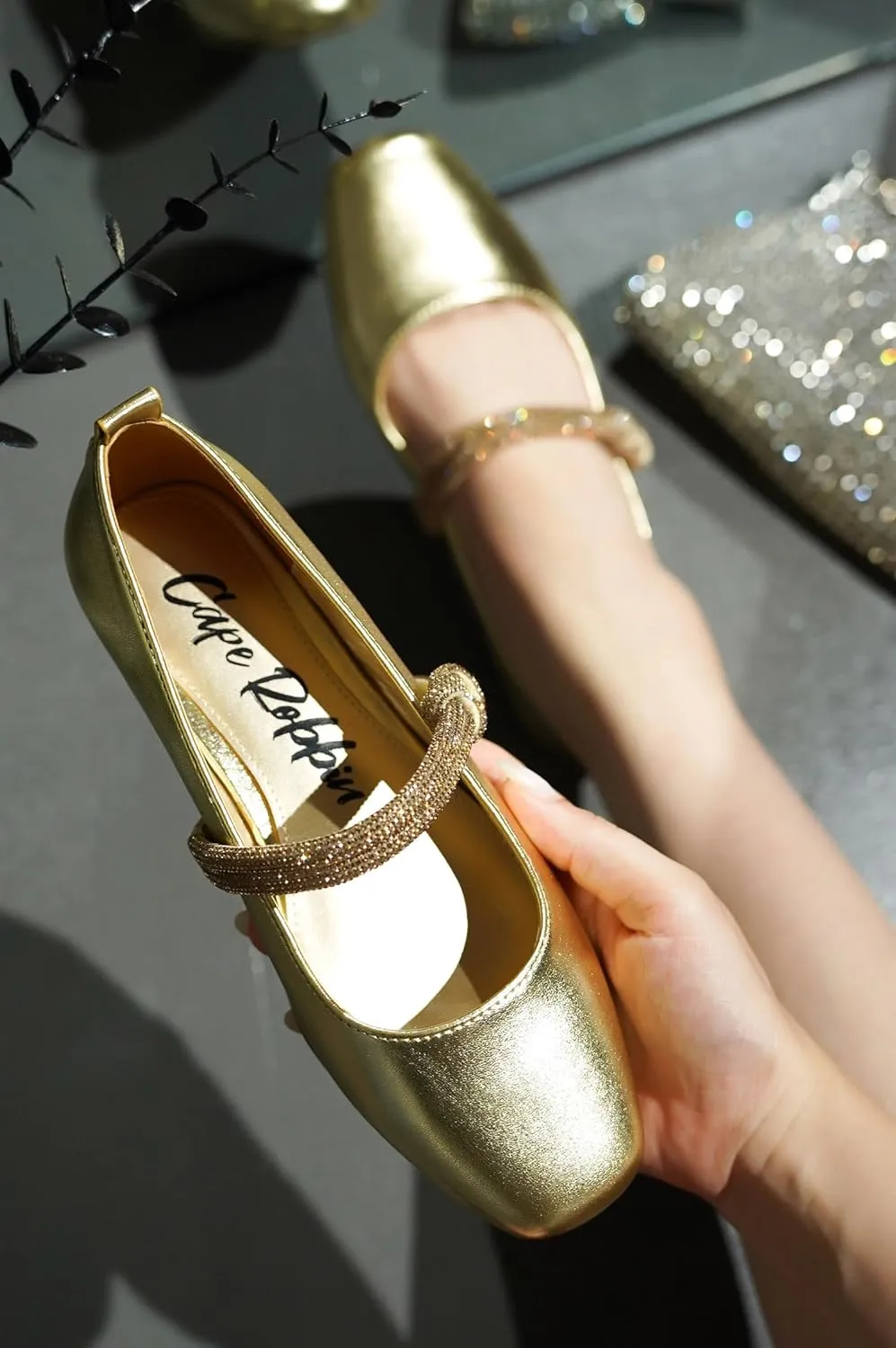 Tammy Cape Robbin Ballet Flats - Comfortable Rhinestone Dressy Shoes