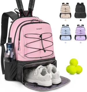Tennis Bag Holds 2 Rackets, Professional Tennis Bags for Women, Tennis Backpack with Ventilated Shoe Compartment
