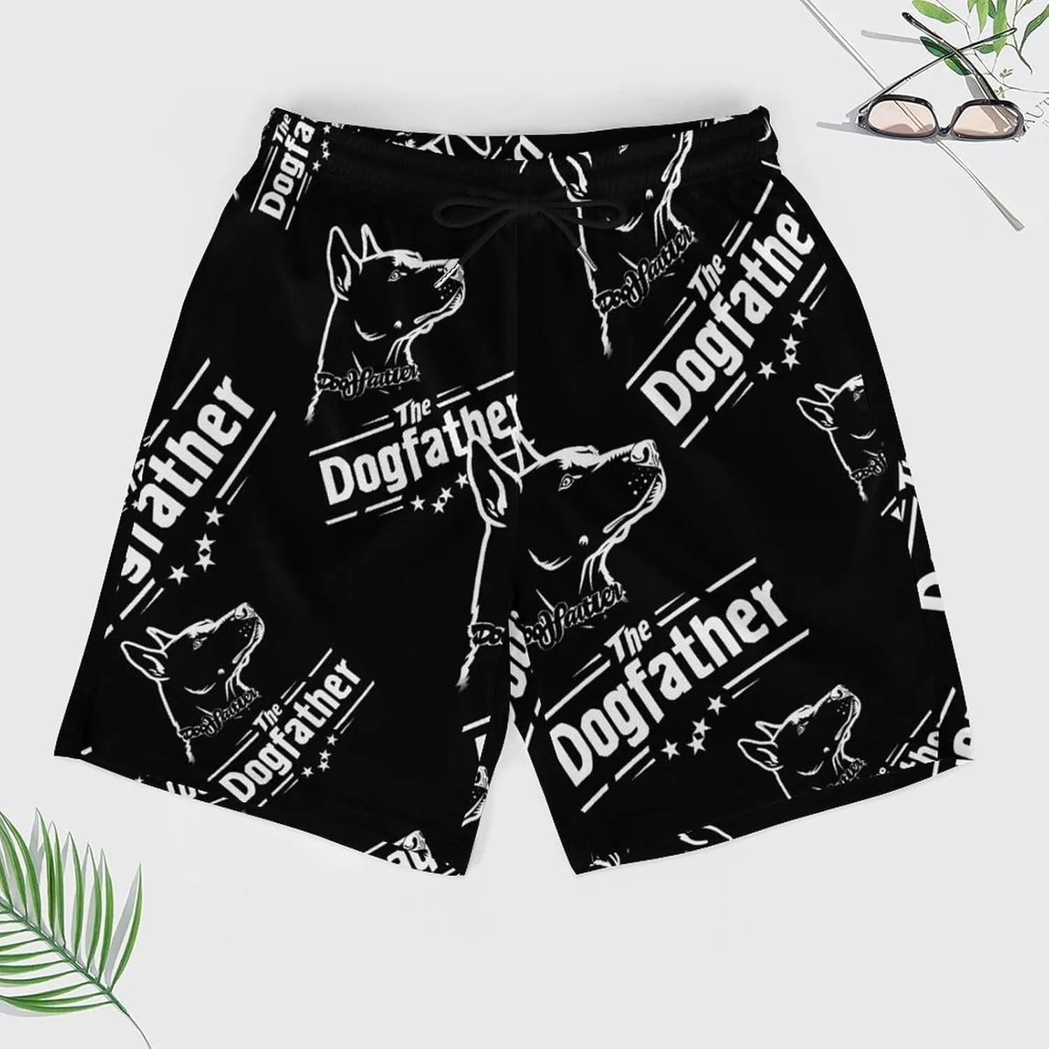 The Dogfather English Foxhound Men's Swim Trunks Quick Dry Board Shorts Swimwear Beach Shorts with Compression Liner