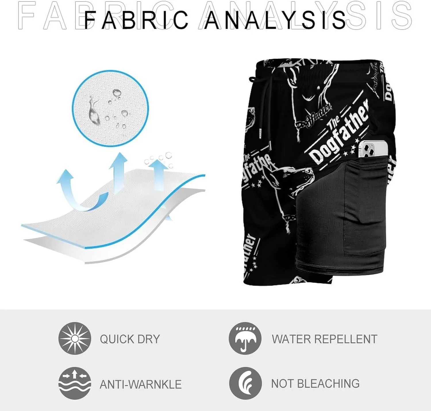 The Dogfather English Foxhound Men's Swim Trunks Quick Dry Board Shorts Swimwear Beach Shorts with Compression Liner