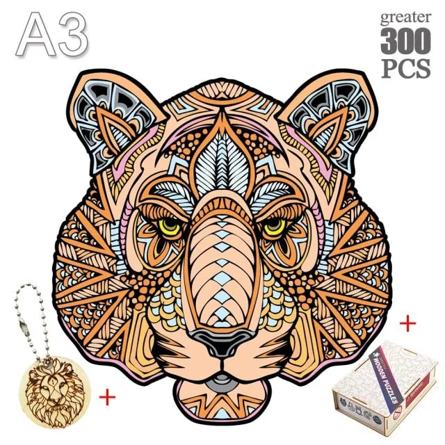 Tiger 'Ethnic Tribe Head' 3D Wood Jigsaw Puzzle