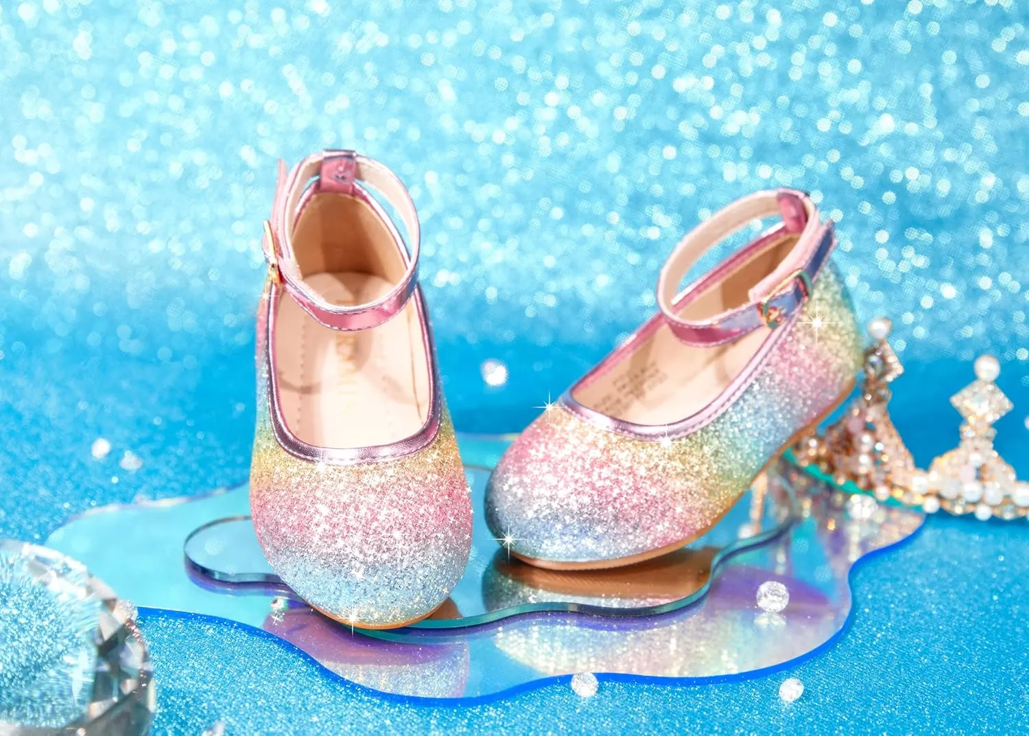 Toddler Flower Girl Dress Shoes - Little Girl Ballet Flats Sparkly Wedding Party