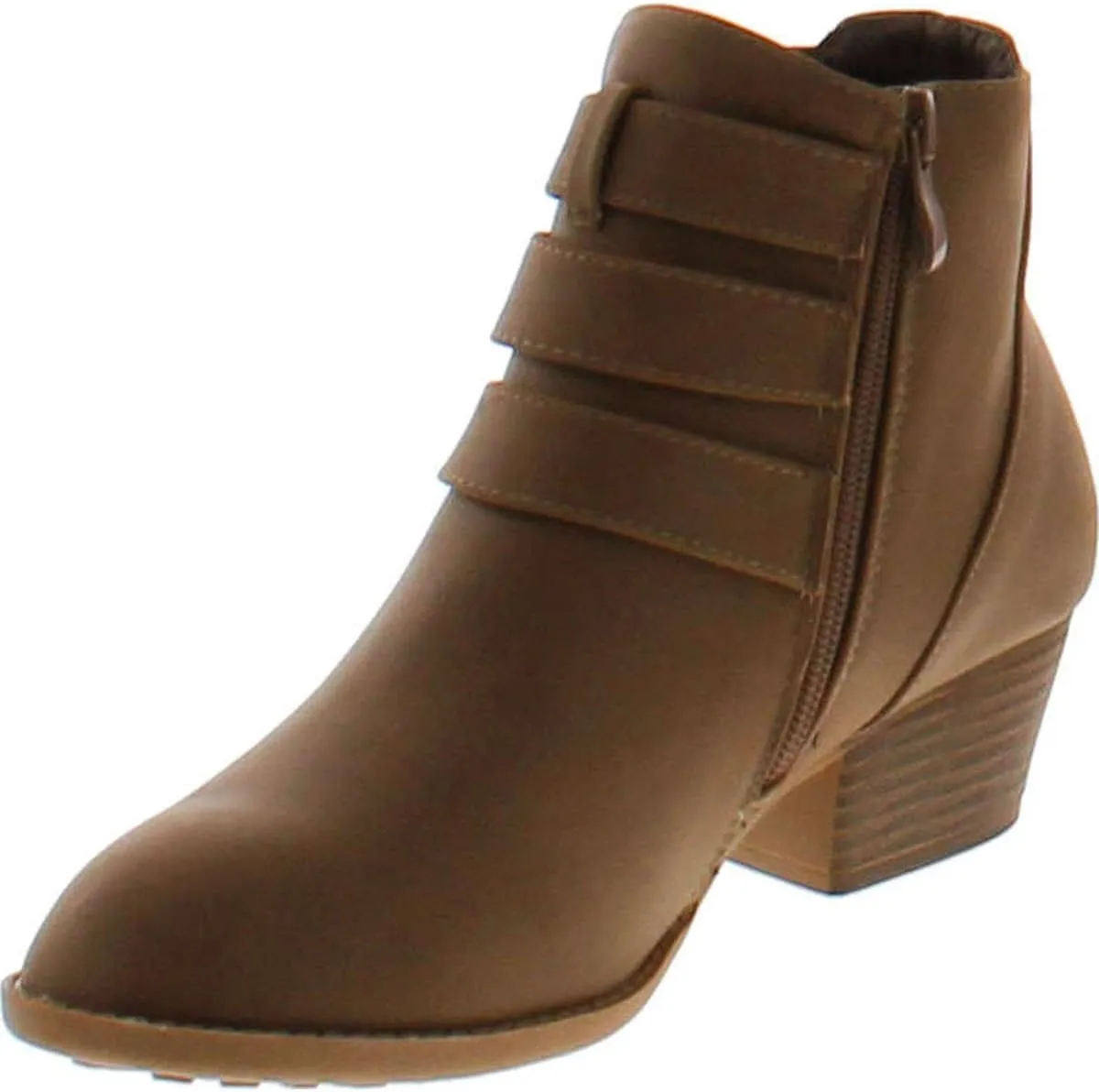 TOP Moda Cl-14 Women's Buckle Straps Stacked Low Heel Ankle Booties