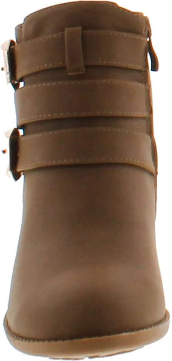 TOP Moda Cl-14 Women's Buckle Straps Stacked Low Heel Ankle Booties