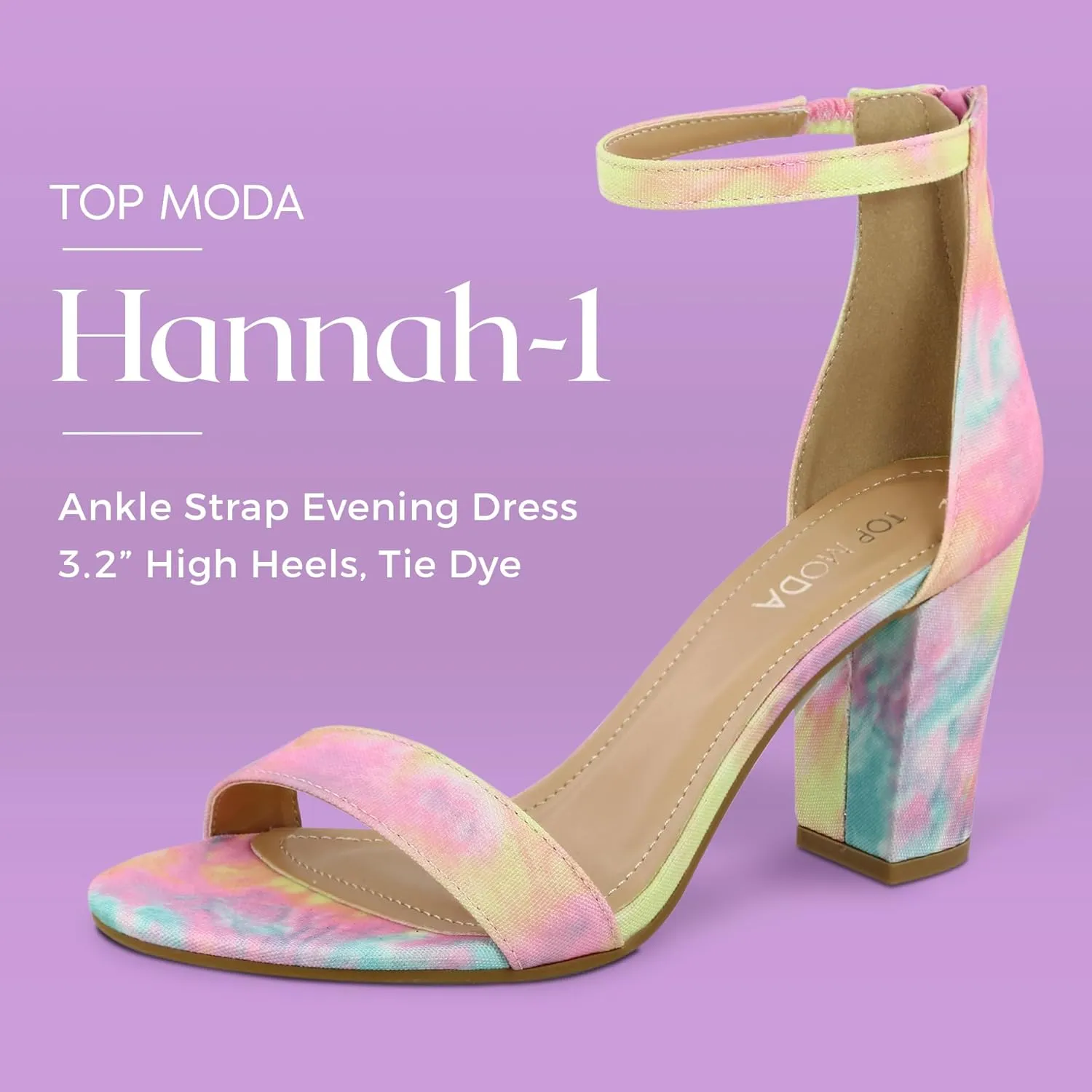 TOP MODA Hannah-1 Ankle Strap Dressy High Heel Sandal, Non-slip Sole, For Wedding, Party, Prom, Evening Wear, or Any Occasion, Sleek Style Block Heel Sandals