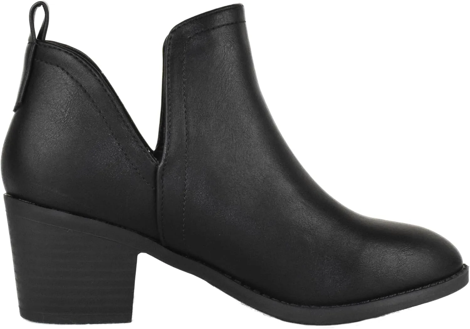 TOP Moda Women Ankle Boots Slip-on Booties V Cut Sides Almond Toe Medium Stack Heel Zandra-7