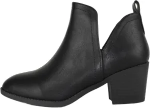 TOP Moda Women Ankle Boots Slip-on Booties V Cut Sides Almond Toe Medium Stack Heel Zandra-7