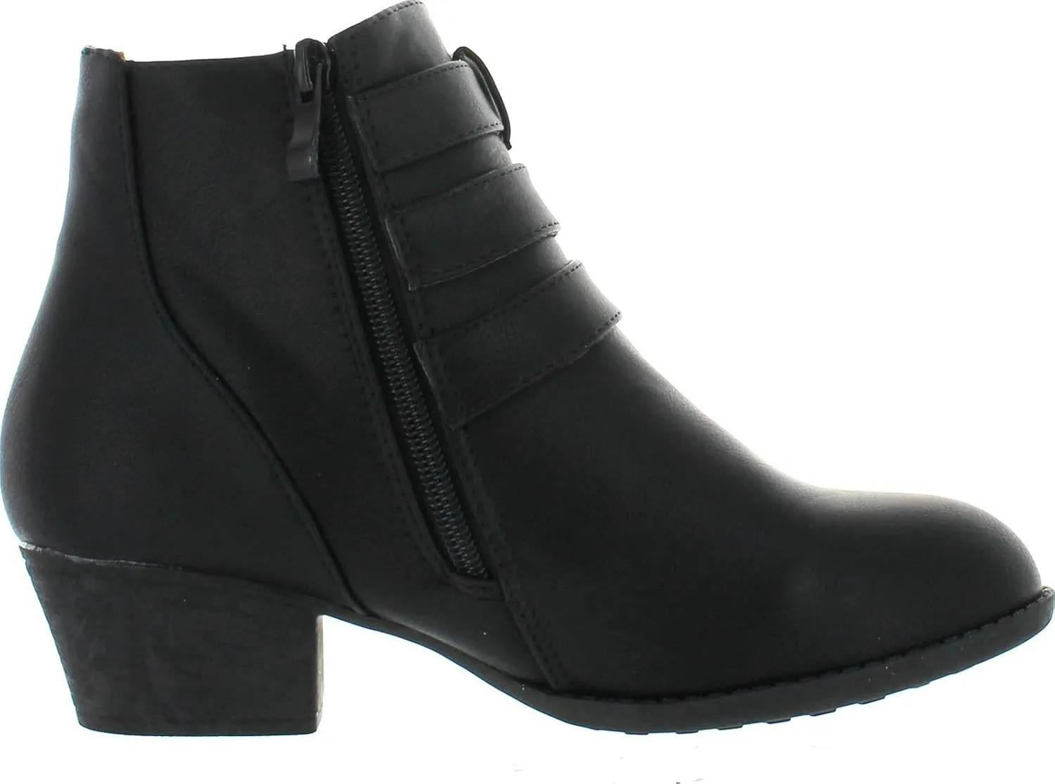 TOP Moda Womens Ankle Boots Chunky Stacked Mid Heel Elastic Chelsea