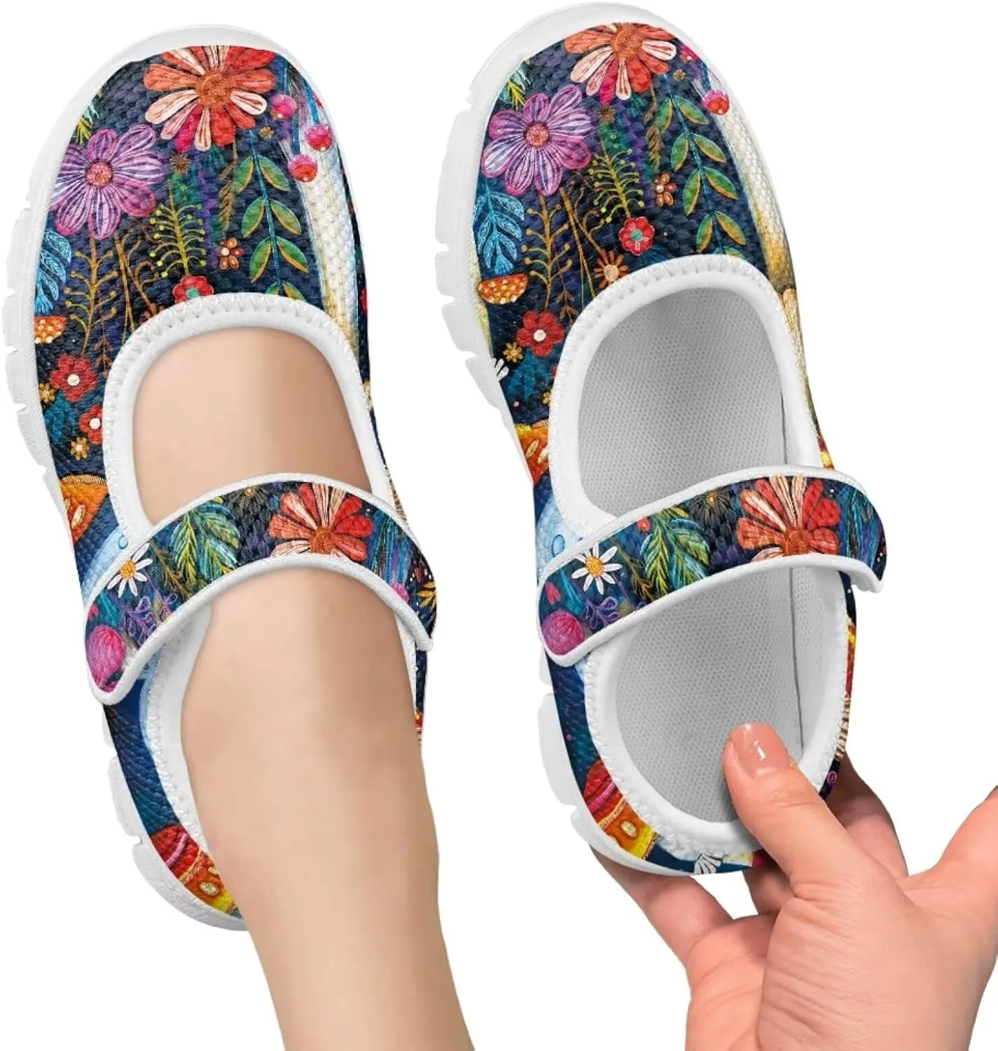 Trippy Mushroom Print Kids Mary Janes Shoes Non Slip Flower Girl Shoes School Sneakers Dress Shoes