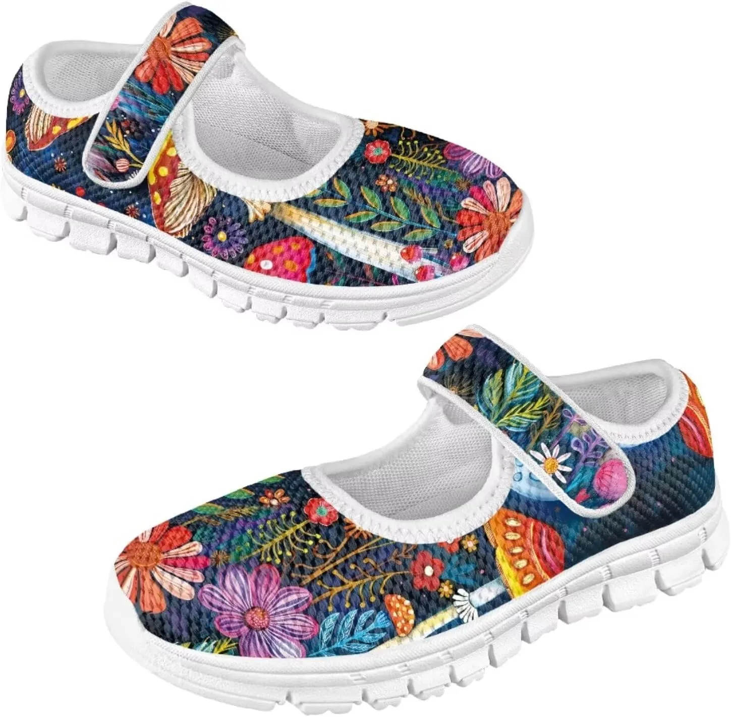 Trippy Mushroom Print Kids Mary Janes Shoes Non Slip Flower Girl Shoes School Sneakers Dress Shoes