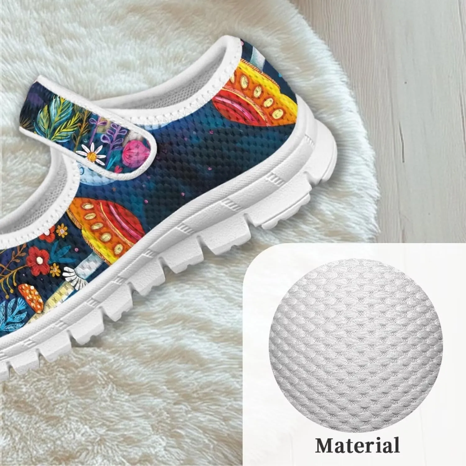 Trippy Mushroom Print Kids Mary Janes Shoes Non Slip Flower Girl Shoes School Sneakers Dress Shoes