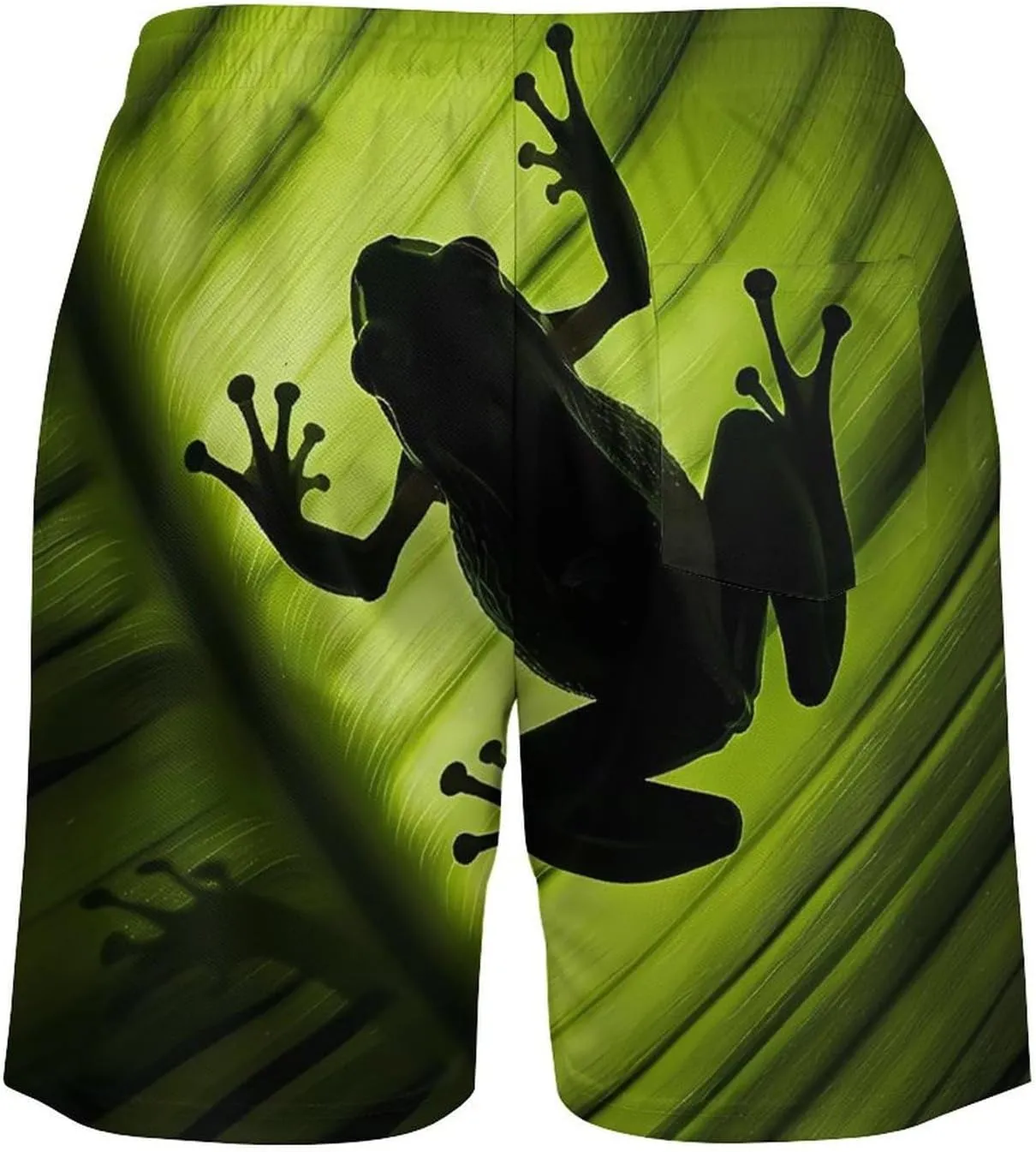 Tropical Frog Silhouette Men's Swim Trunks Quick Dry Board Shorts Swimwear Beach Shorts with Compression Liner