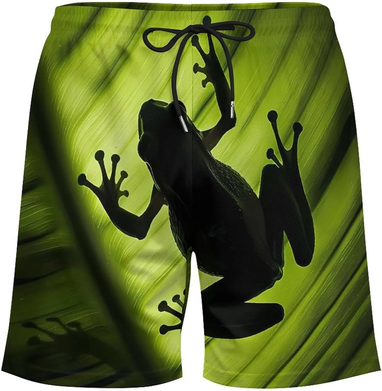 Tropical Frog Silhouette Men's Swim Trunks Quick Dry Board Shorts Swimwear Beach Shorts with Compression Liner