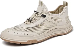 URLECHS Men's Quick-Dry Outdoor Hiking Aqua Shoes Breathable Mesh Lightweight Non-Slip Sneakers Casual Barefoot Boat Shoes Beach Wading Swimming Fishing Kayaking