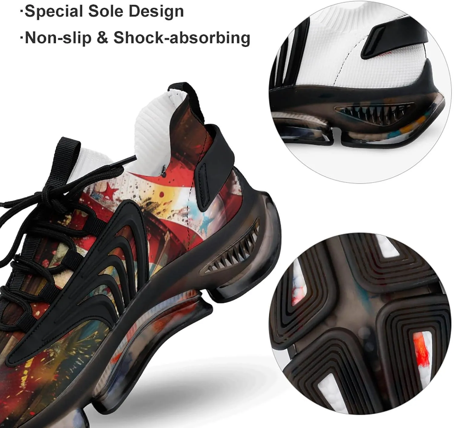 U.S. 4th of July Memorial Day Independence Day Men's Tennis Shoes Fashion Athletic Sneakers for Sport Walking Running Workout