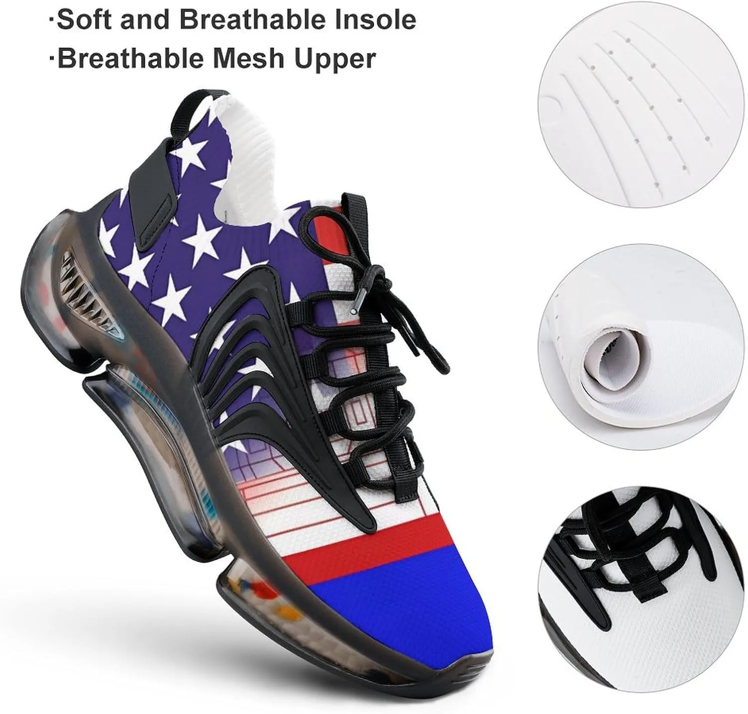 U.S. Cambodian Flag Men's Tennis Shoes Fashion Athletic Sneakers for Sport Walking Running Workout
