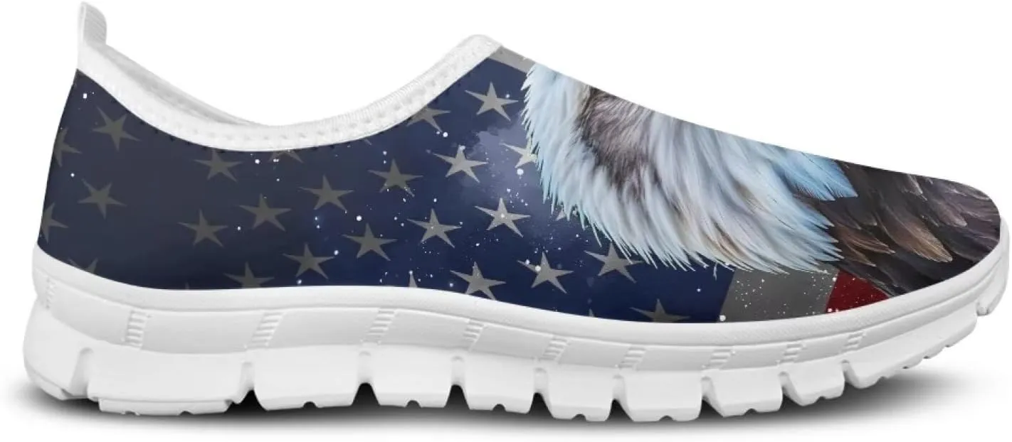 USA Flag Print Men Slip on Walking Shoes Sock Shoe Women Mesh Casual Fashion Tennis Running Sneakers Non Slip Tennis Patriots Sneakers Workout
