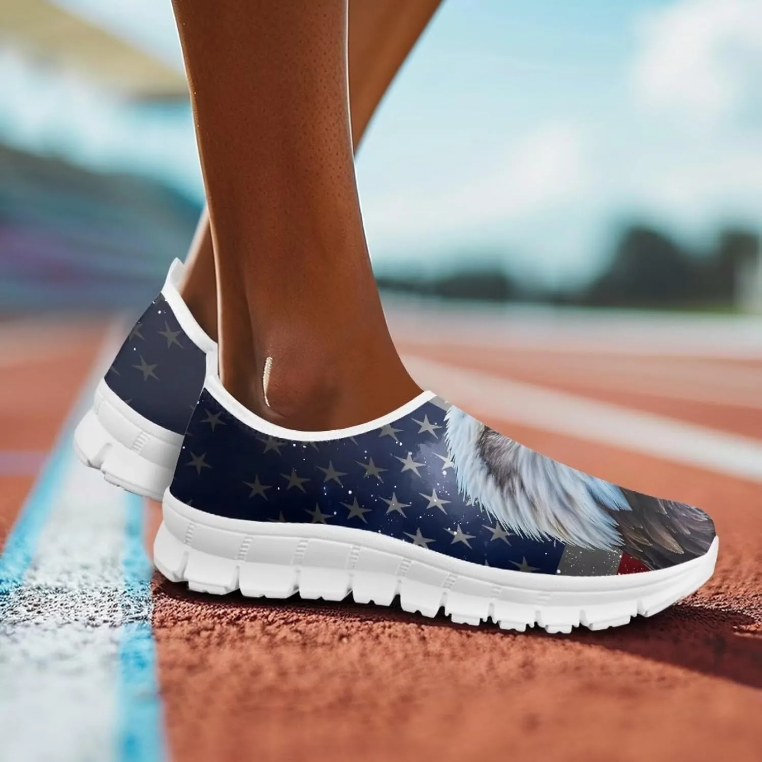 USA Flag Print Men Slip on Walking Shoes Sock Shoe Women Mesh Casual Fashion Tennis Running Sneakers Non Slip Tennis Patriots Sneakers Workout