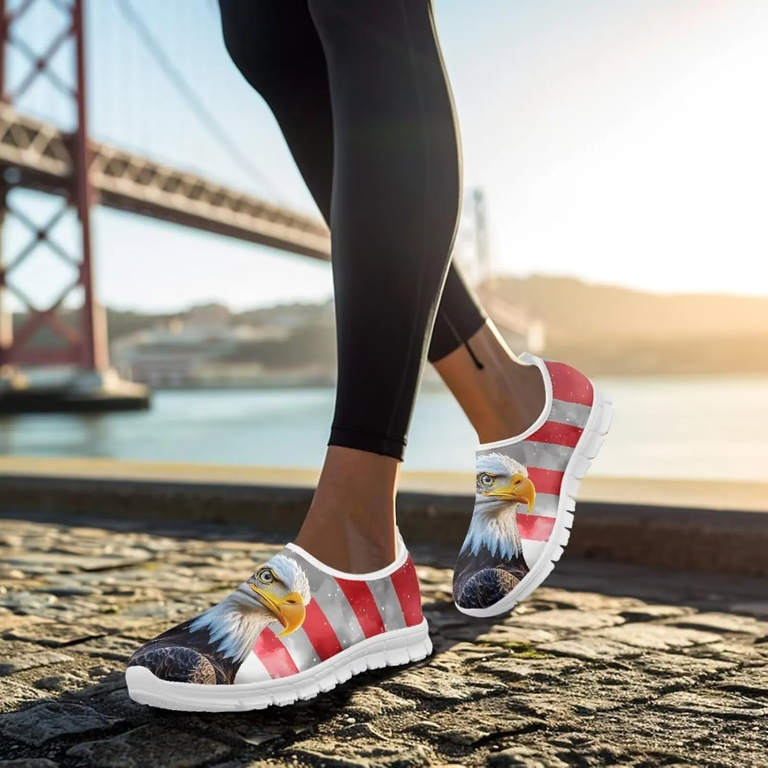 USA Flag Print Men Slip on Walking Shoes Sock Shoe Women Mesh Casual Fashion Tennis Running Sneakers Non Slip Tennis Patriots Sneakers Workout