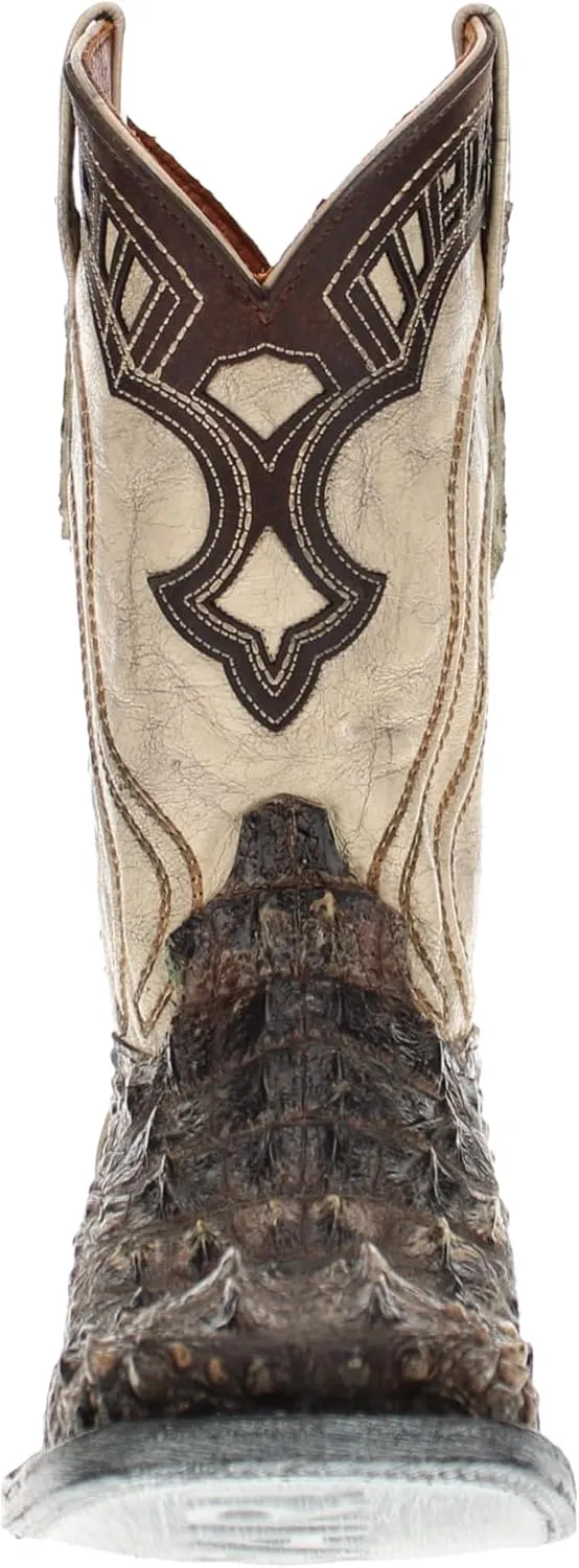 Vaccari Men's Alexander Genuine Natural Alligator Head Cut Broad Square Toe Western Cowboy Boots