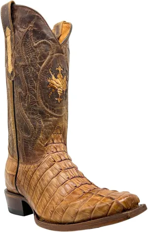 Vaccari Men's Lincoln Genuine American Alligator Tail Leather Narrow Square Toe Cowboy Boots