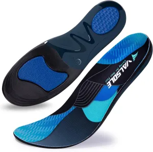 VALSOLE Comfort Insoles for Men Women - Arch Support Orthotics Inserts - for Work Boots Standing All Day Comfort Insoles - Absorb Shock with Every Step - Blue（Size：S - Men 6-7.5/Women 7-8.5）