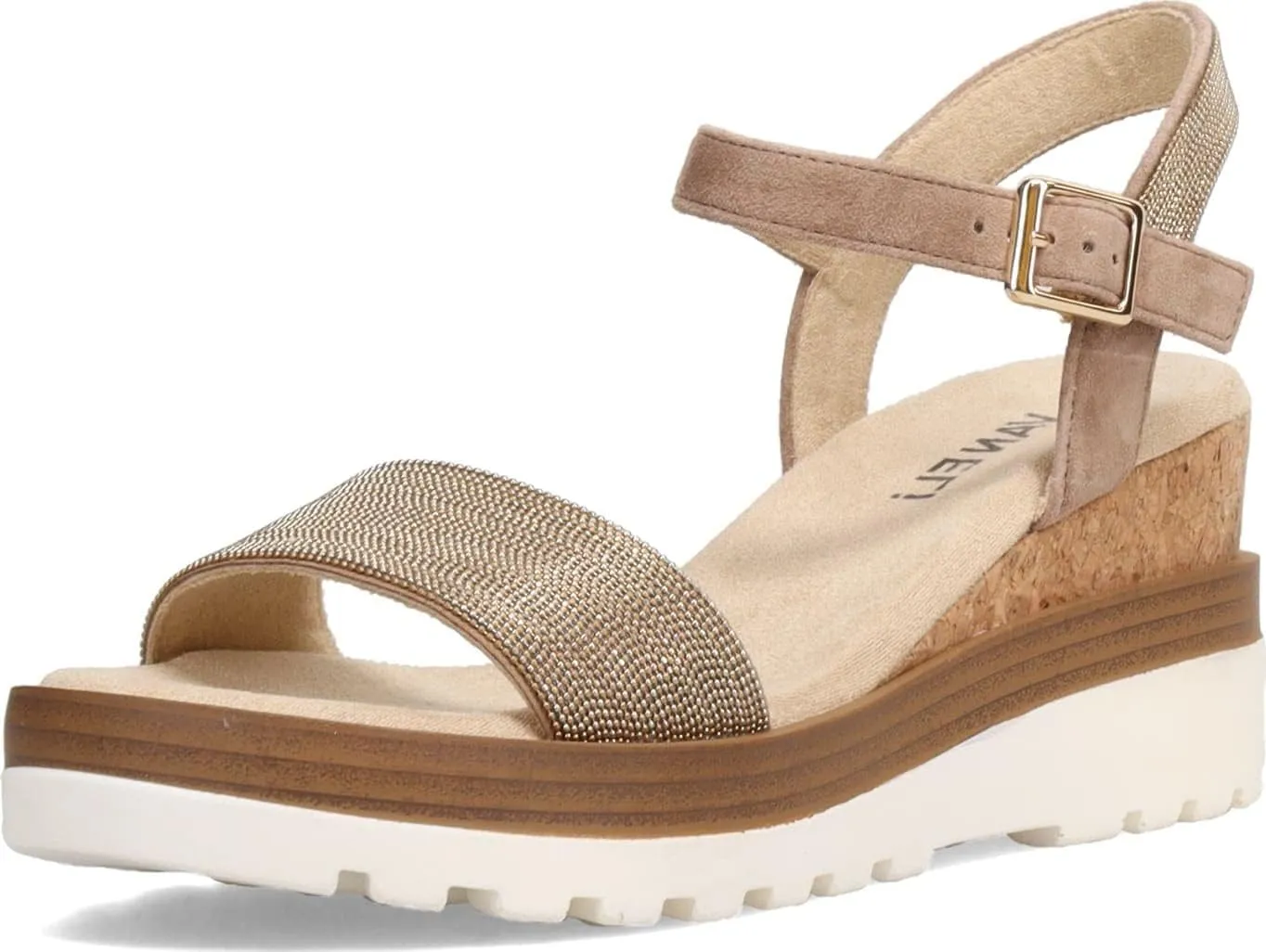 VANELi Womens Cedra Metallic Rhinestone Casual Sandals Casual Mid Heel 2-3" - Brown