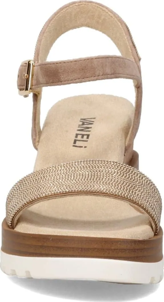 VANELi Womens Cedra Metallic Rhinestone Casual Sandals Casual Mid Heel 2-3" - Brown