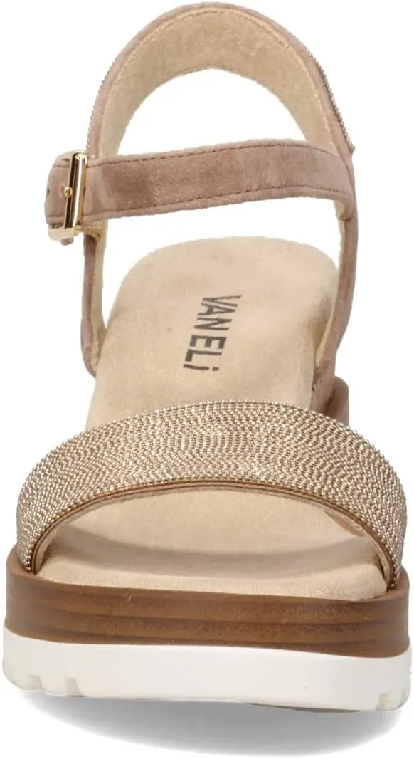 VANELi Womens Cedra Metallic Rhinestone Casual Sandals Casual Mid Heel 2-3" - Brown