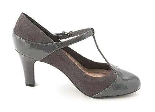 Vineza Cap Toe Tstrap Leather Mary Jane Pumps Steel Grey Size 85