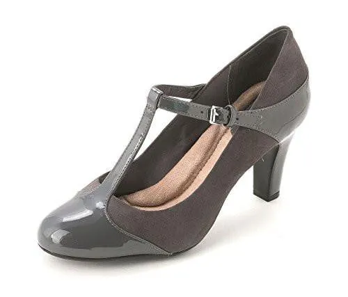 Vineza Cap Toe Tstrap Leather Mary Jane Pumps Steel Grey Size 85