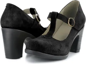 Vintage High Chunky Heel Mary Jane Oxford Shoes Suede Round Closed Toe Ankle T-Strap Dress Sandals Stacked Block Heels Mary Jane Pumps Buckle Work Office Ladies Daily Comfort 4-11 M US