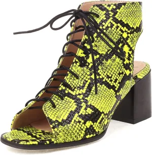 VOKLIN Women's Fashion Peep Toe Chunky Block Mid Heel Sandals Shoes Lace Up Cutout Dress Pump Sandal Booties
