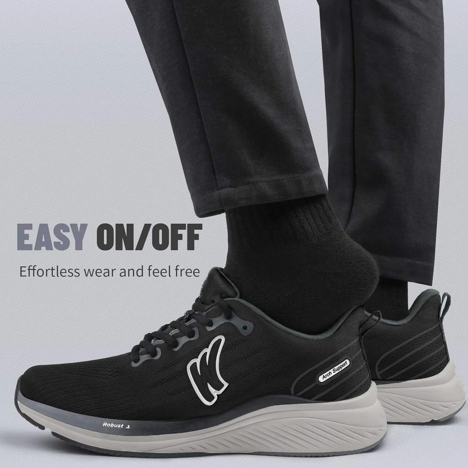 Walking Shoes for Men for Plantar Fasciitis, Arch Support Shoes Men with Wide Toe Box, Non-Slip Men Orthopedic Sneakers for Heel Pain Relief