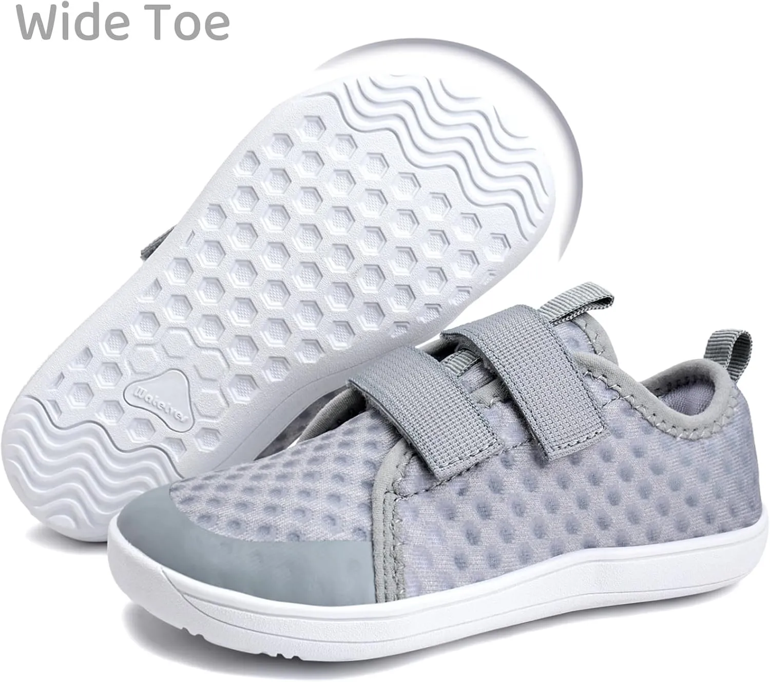 WateLves Wide Toddler Water Shoes Kids Barefoot Beach Swim Aqua Shoes Boys Girls Breathable Mesh Walking Hook and Loop Sneakers